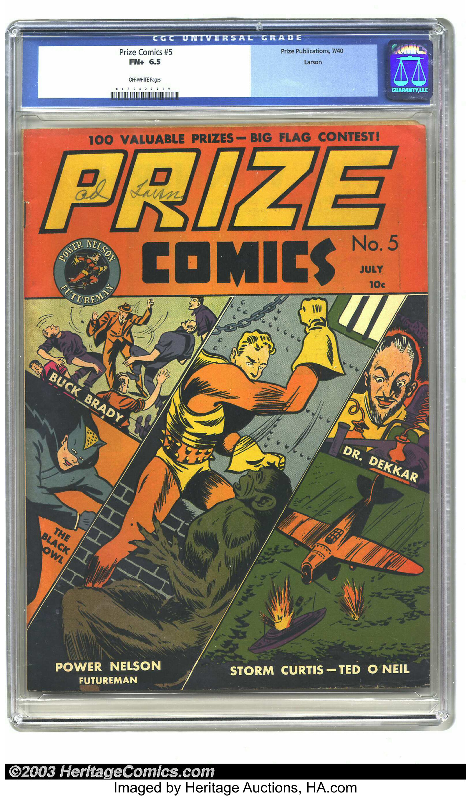 Prize Comics 5 Larson Pedigree Prize 1940 Cgc Fn 6 5 Off White Lot 847 Heritage Auctions