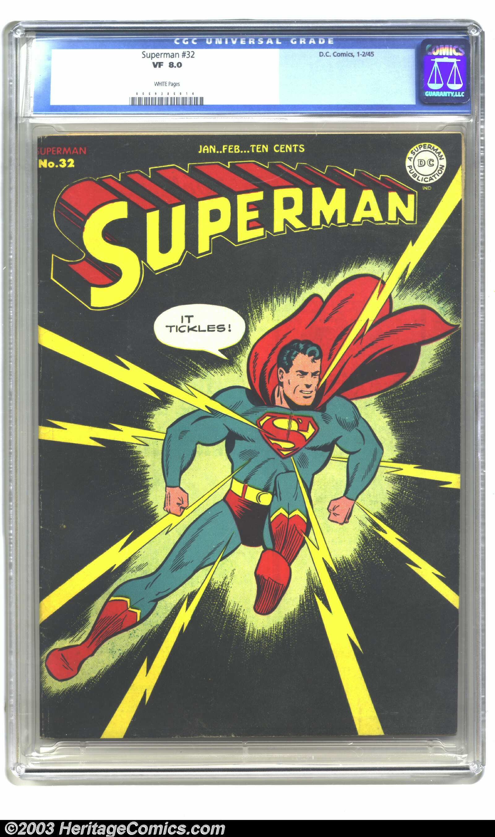 Superman #32 (DC, 1945) CGC VF  White pages. Fantastic lightning | Lot  #1015 | Heritage Auctions