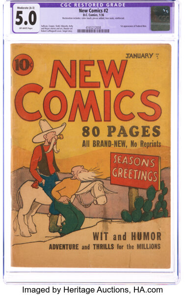 Platinum Age (1897-1937):Miscellaneous, New Comics #2 (DC, 1936) CGC Apparent VG/FN 5.0 Moderate (A-3) Off-white pages....