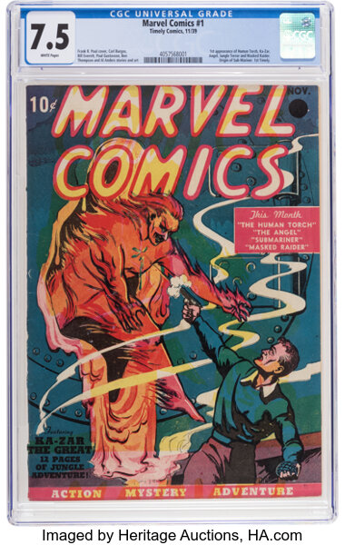 Marvel Comics #1 (Timely, 1939) CGC VF- 7.5 White pages....