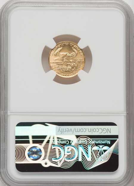 1986 $5 Tenth-Ounce Gold Eagle, MS 70 NGCX
