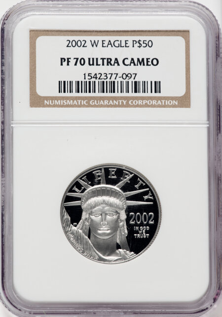 2002-W $50 Half-Ounce Platinum Eagle, PR, DC 70 NGC