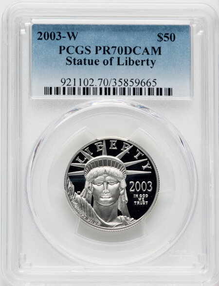 2003-W $50 Half-Ounce Platinum Eagle, PR, DC 70 PCGS
