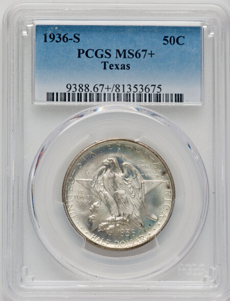 1936-S 50C Texas, MS PCGS Plus 67 PCGS