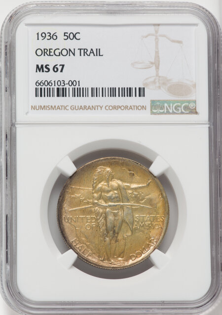 1936 50C Oregon, MS 67 NGC