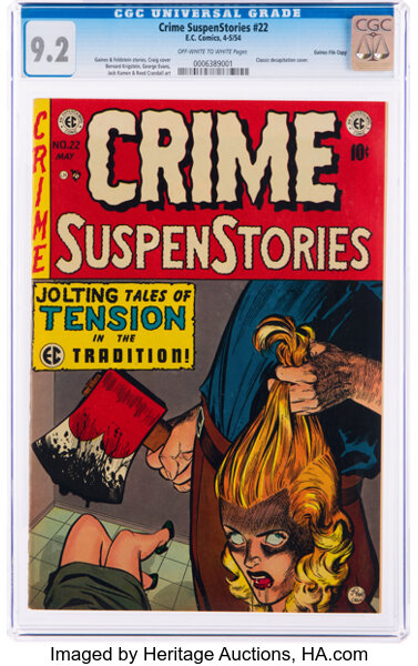 Golden Age (1938-1955):Crime, Crime SuspenStories #22 Gaines File Pedigree 12/12 (EC, 1954) CGC NM- 9.2 Off-white to white pages....