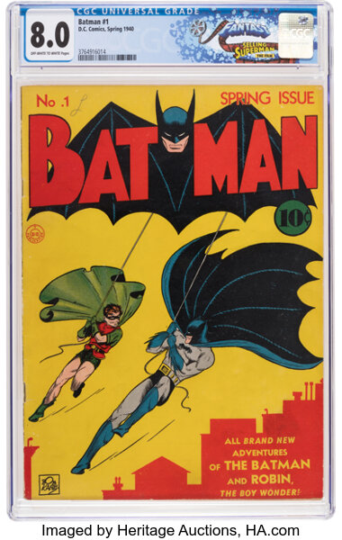 Golden Age (1938-1955):Superhero, Batman #1 (DC, 1940) CGC VF 8.0 Off-white to white pages.