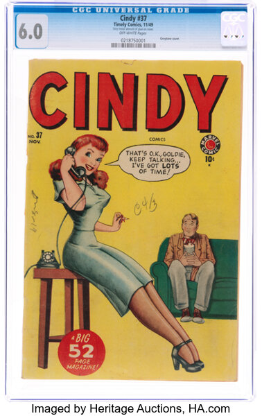 Golden Age (1938-1955):Romance, Cindy Comics #37 (Timely, 1949) CGC FN 6.0 Off-white pages....