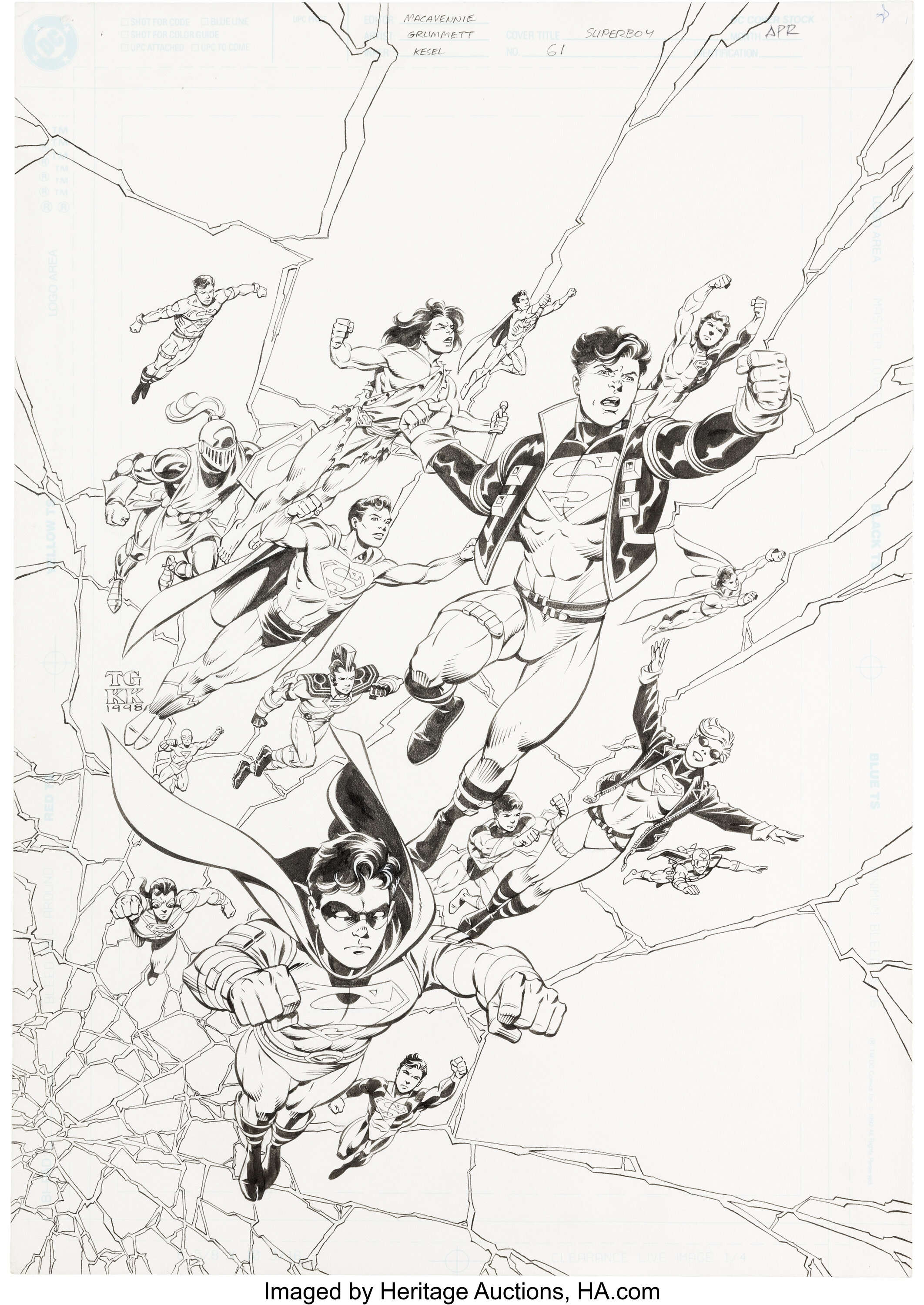 Tom Grummett And Karl Kesel Superboy 61 Cover Original Art Dc Lot 95226 Heritage Auctions 6033
