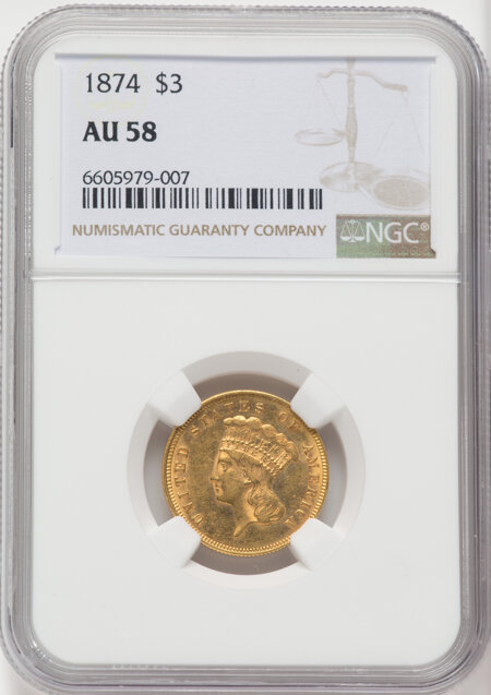 1874 $3 58 NGC