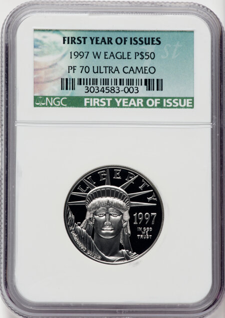 1997-W $50 Half-Ounce Platinum Eagle, PR, DC 70 NGC