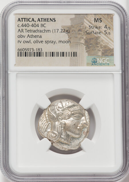 Greek ATTICA. Athens. c.440-404 BC. AR Tetradrachm  MS NGC