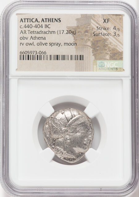 Greek ATTICA. Athens. c.440-404 BC. AR Tetradrachm  XF NGC