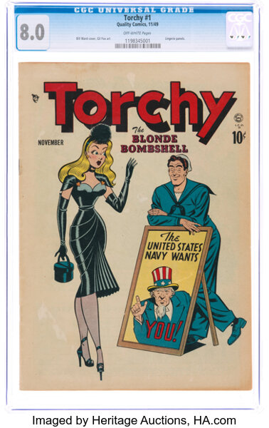 Golden Age (1938-1955):Miscellaneous, Torchy #1 (Quality, 1949) CGC VF 8.0 Off-white pages....