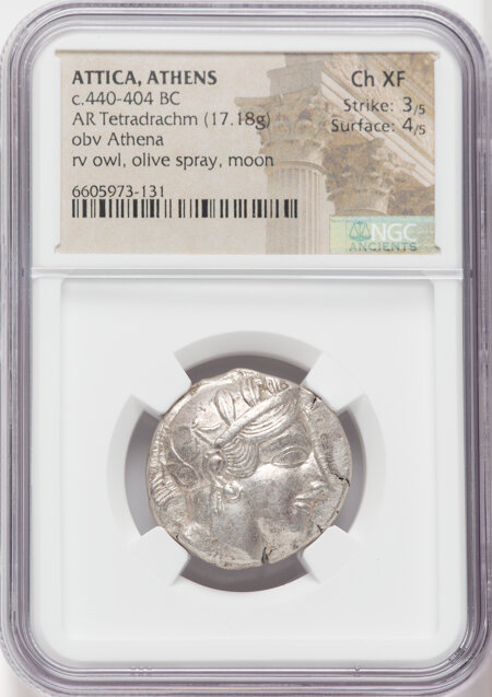 Greek ATTICA. Athens. c.440-404 BC. AR Tetradrachm  Choice XF NGC