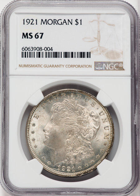 1921 S$1 Morgan, MS 67 NGC