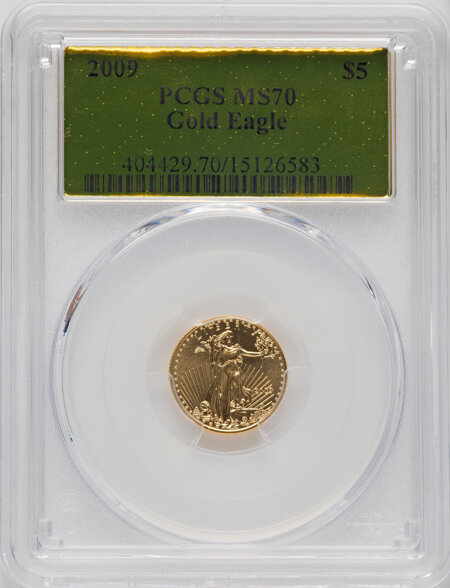 2009 $5 Tenth-Ounce Gold Eagle, MS 70 PCGS