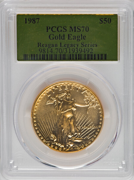 1987 $50 One-Ounce Gold Eagle, MS 70 PCGS