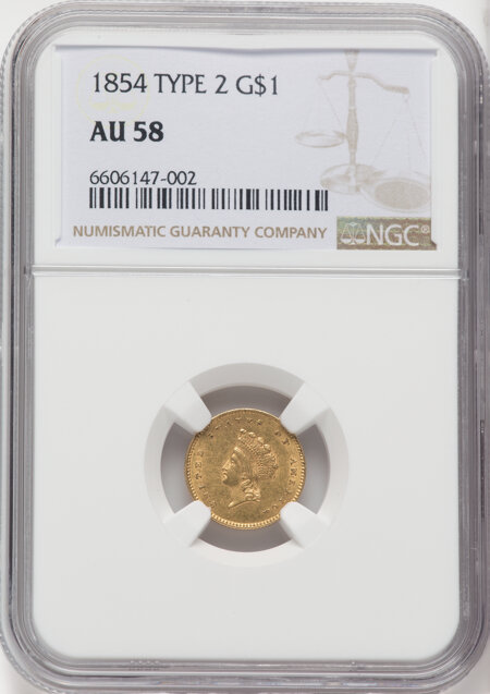1854 G$1 Type Two 58 NGC