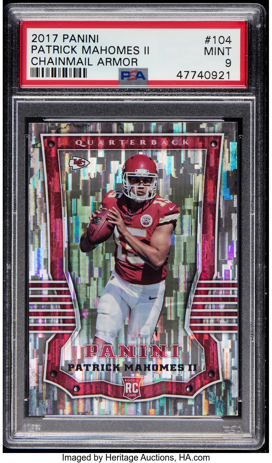 2017 Panini Patrick Mahomes II (Chainmail Armor) Rookie #104 PSA Mint 9