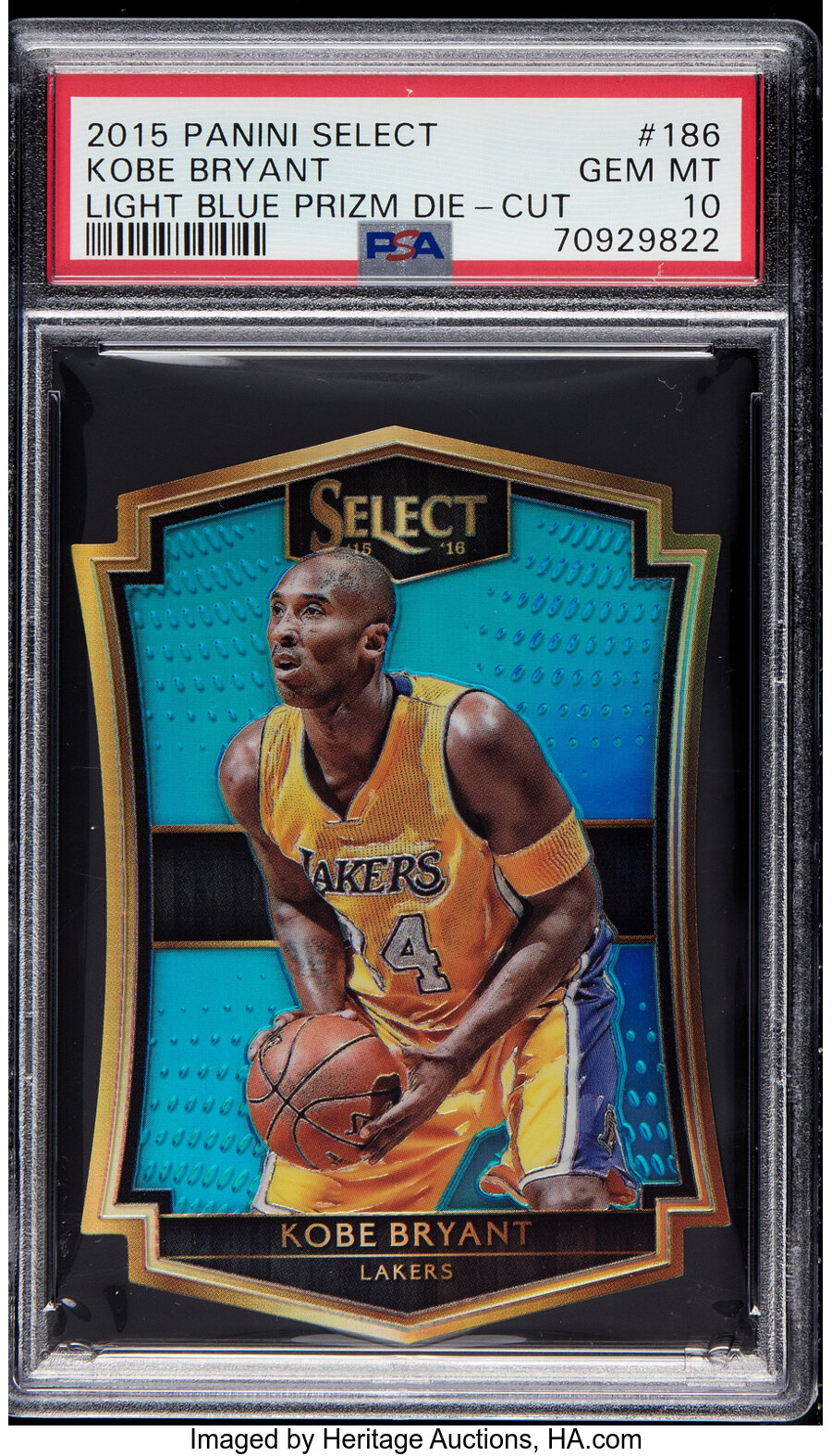 2015 Panini Select Kobe Bryant (Premier-Light Blue Prizms Die-Cut) #186 PSA Gem Mint 10 - #'d 25/199