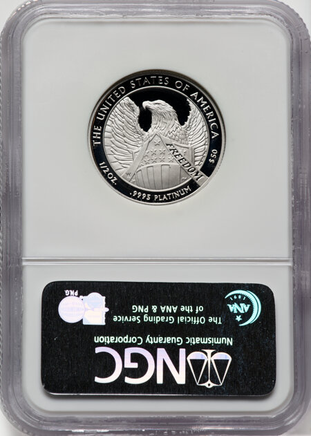 2007-W $50 Half-Ounce Platinum Eagle, 10th Anniversary, PR, DC 70 NGC