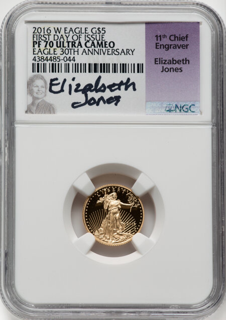 2016-W $5 Tenth-Ounce Gold Eagle, 30th Anniversary FDI, PR, DC 70 NGC