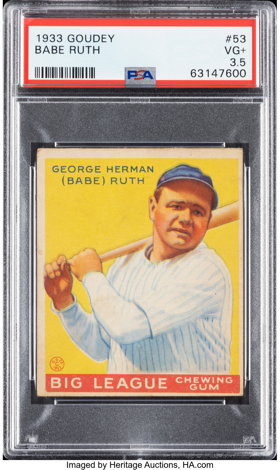 1933 Goudey Babe Ruth #53 PSA VG+ 3.5