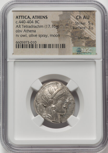Greek ATTICA. Athens. c.440-404 BC. AR Tetradrachm  Choice AU NGC