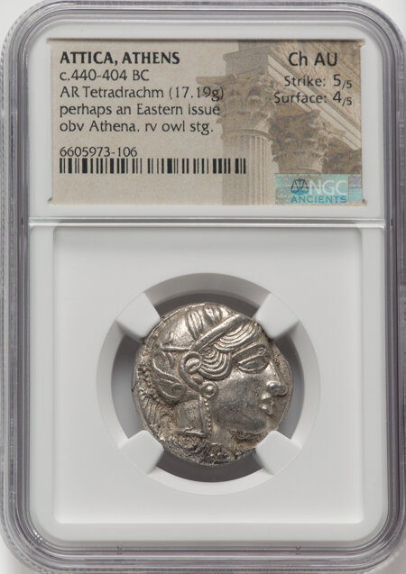 Greek ATTICA. Athens. c.440-404 BC. AR Tetradrachm  Choice AU NGC