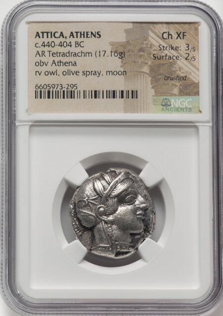Greek ATTICA. Athens. c.440-404 BC. AR Tetradrachm  Choice XF NGC