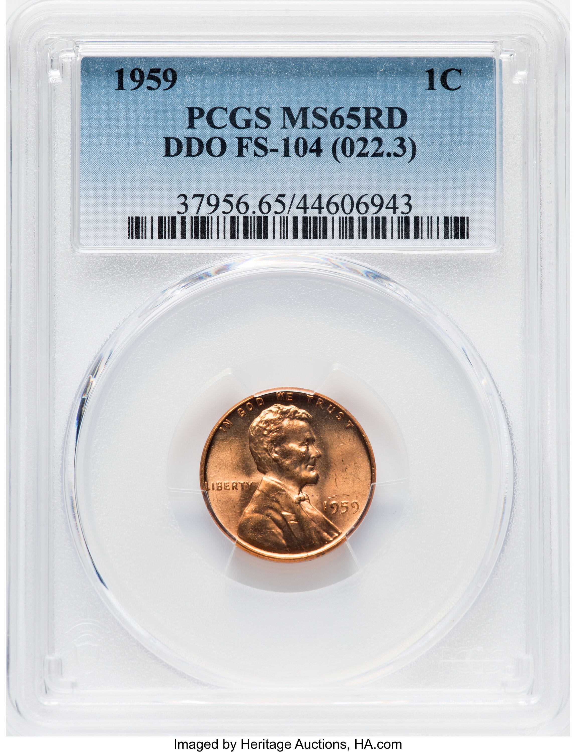 1959 1C Doubled Die Obverse, FS-104, MS65 Red PCGS. (022.3). PCGS | Lot ...