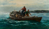 Jack Lorimer Gray (American, 1927-1981) Dare's Point, Herring Fishing Near Blandford, Nova Scotia Oil on canvas 30 x