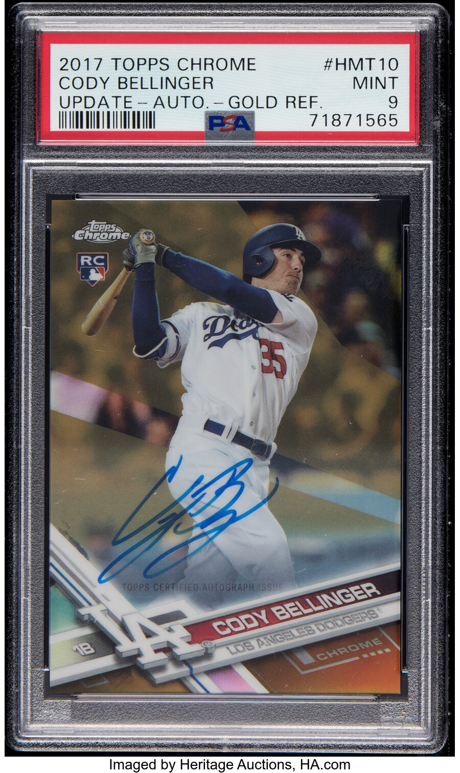 2017 Topps Chrome Update Cody Bellinger (Autographs-Gold Refractor) #HMT10 PSA Mint 9 - #'d 13/50