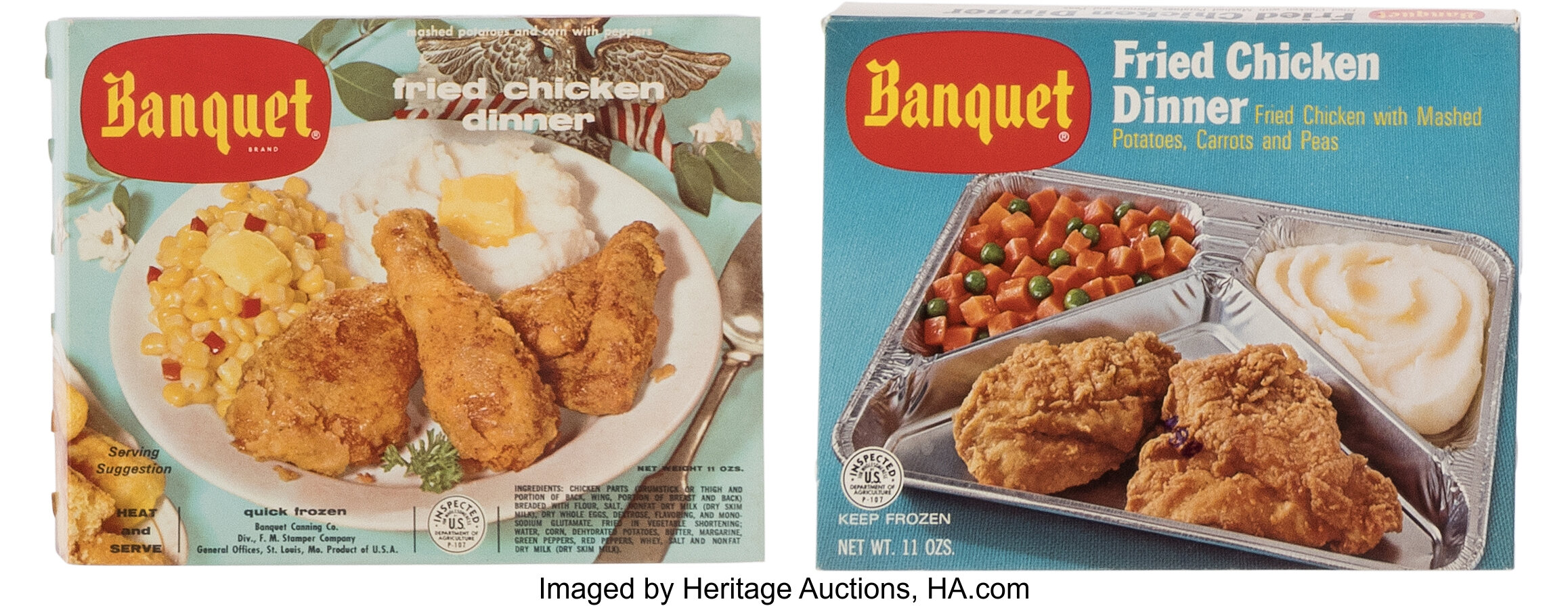 Two Fried Chicken Frozen TV Dinner Boxes from 1960s-1970s.... | Lot ...