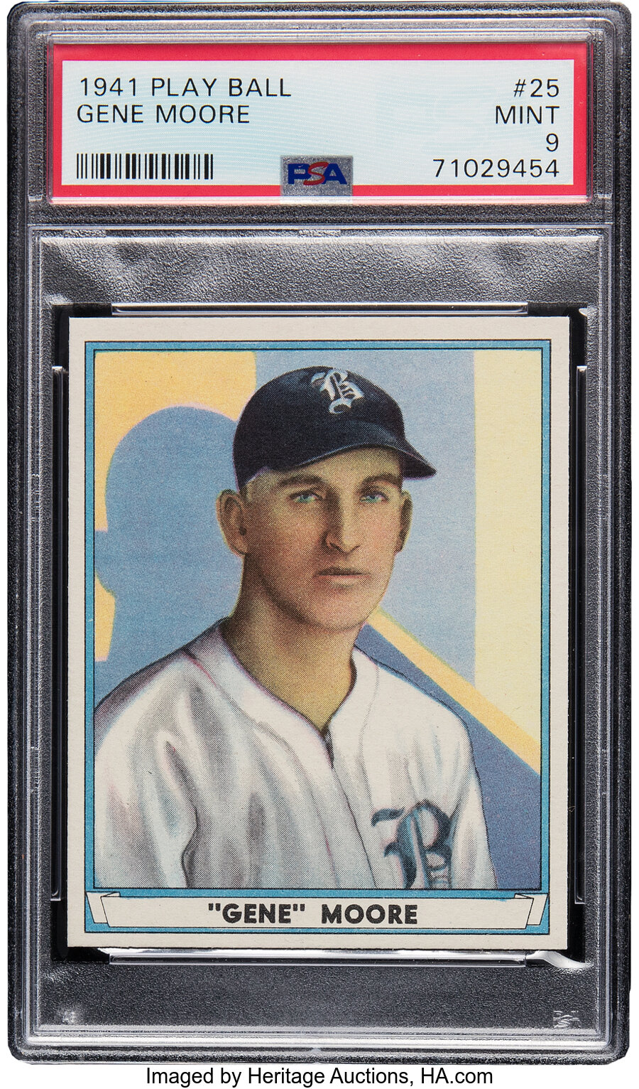 1941 Play Ball Gene Moore #25 PSA Mint 9 -- Pop Three, None Higher