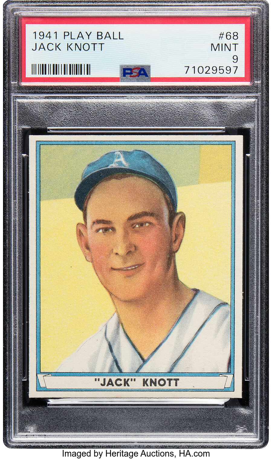 1941 Play Ball Jack Knott #68 PSA Mint 9 -- Pop Two, None Higher