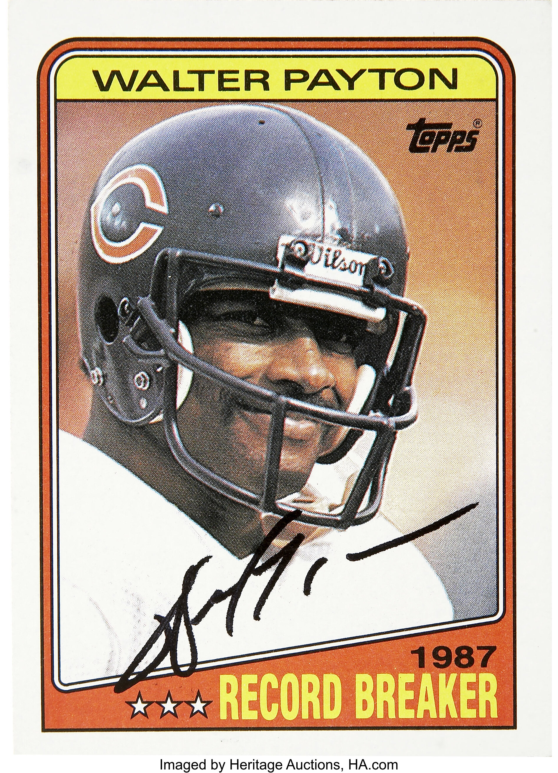 Walter Payton Signed Trading Card. An EX-MT example of the 1988, Lot  #43117