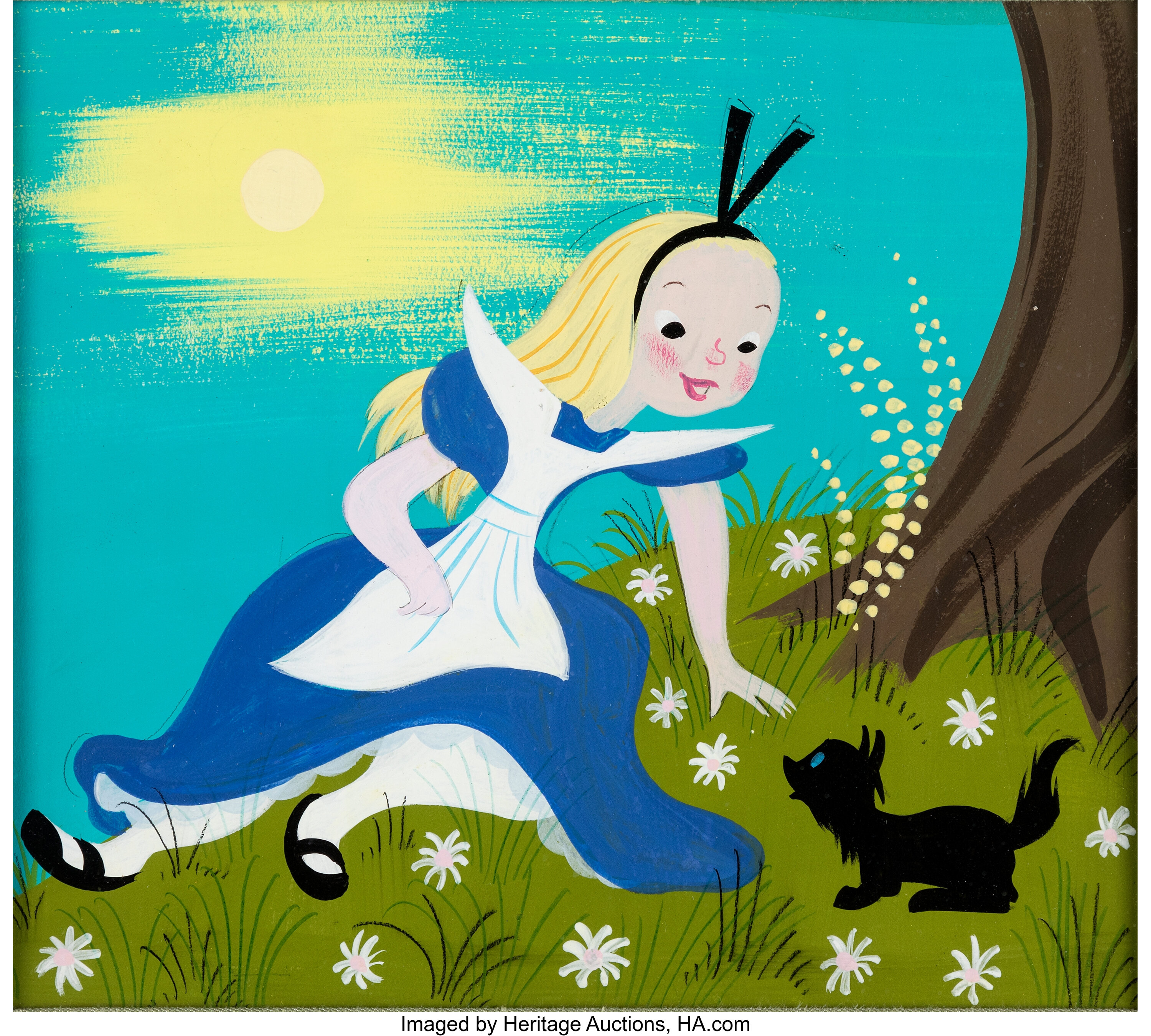 Mary Blair - Alice in Wonderland Alice and Dinah Concept Painting | Lot ...