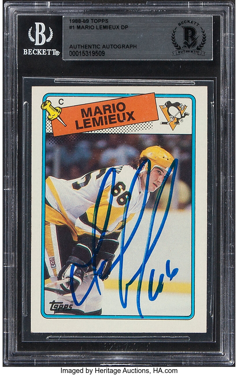 Signed 1988 Topps Mario Lemieux 1 Beckett Authentic Autographs