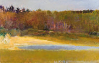 Wolf Kahn (American, 1927-2020) Ben's Pond, 1982 Oil on canvas 28 x 44 inches (71.1 x 111.8 cm) Signed lower right: