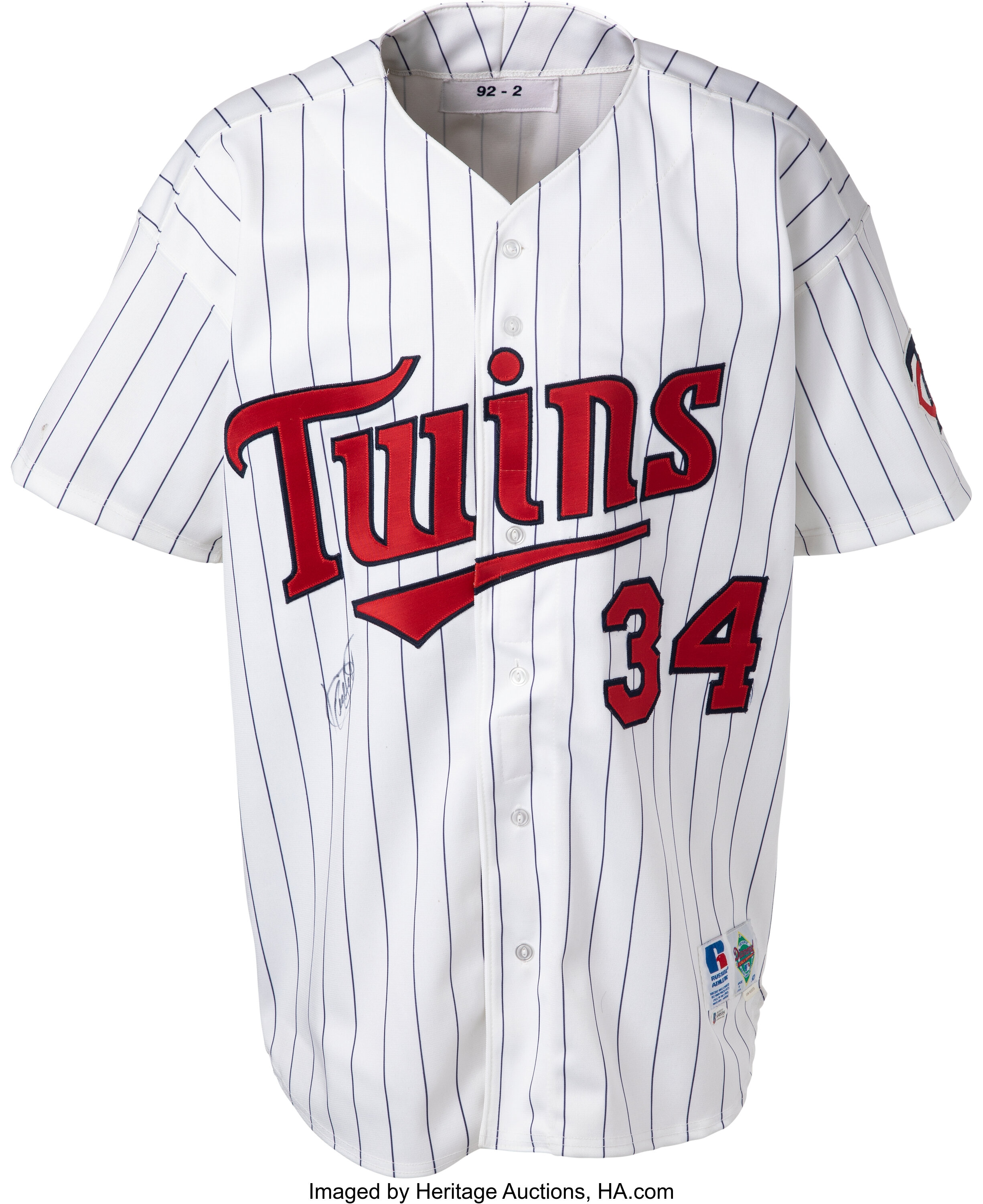 1992 Kirby Puckett Game Worn & Signed Minnesota Twins Jersey, | Lot ...