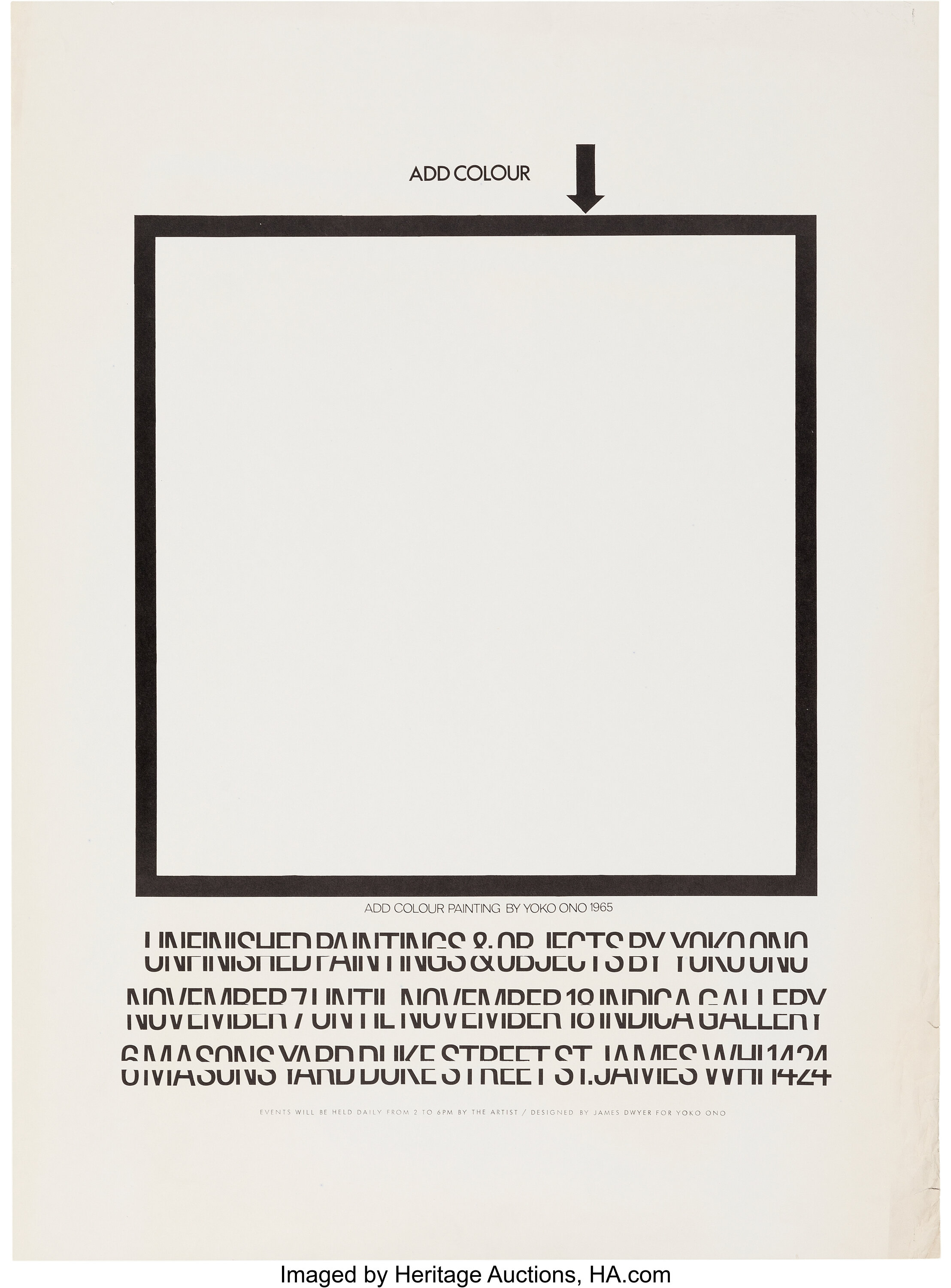 Yoko Ono 1966 Indica Gallery Event Poster, Where She Met John | Lot ...