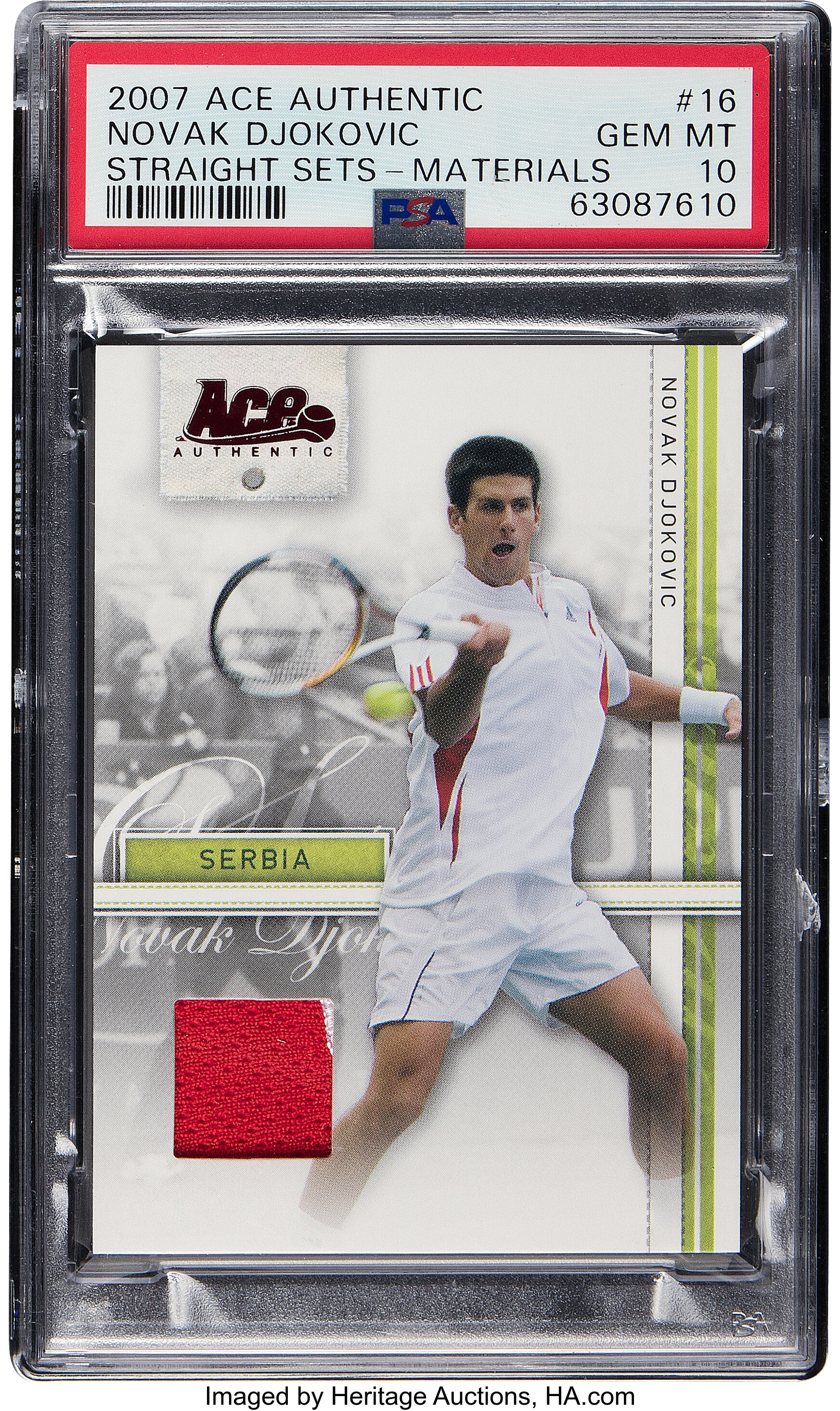 2007 Ace Authentic Straight Sets Novak Djokovic (Materials) #16 | LotID ...