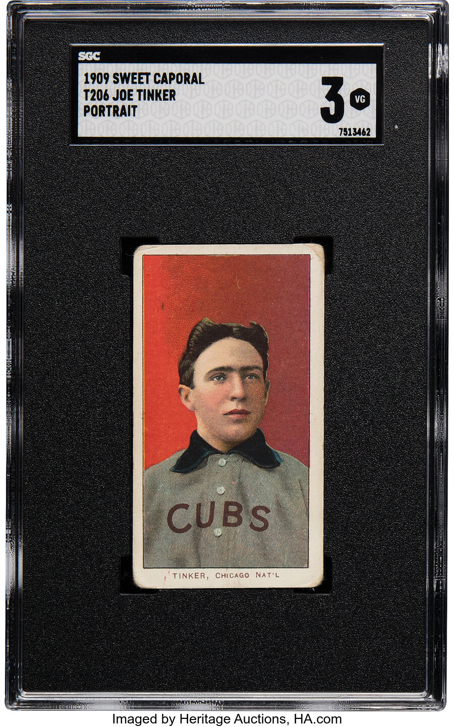 1909-11 T206 Sweet Caporal Joe Tinker (Portrait) SGC VG 3