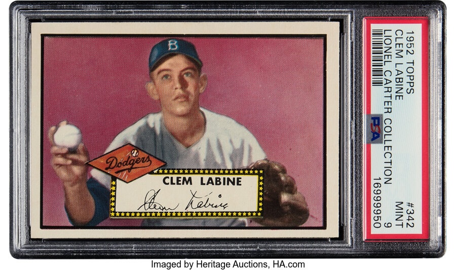 1952 Topps Clem Labine Rookie #342 PSA Mint 9 - None Superior! From the Lionel Carter Collection