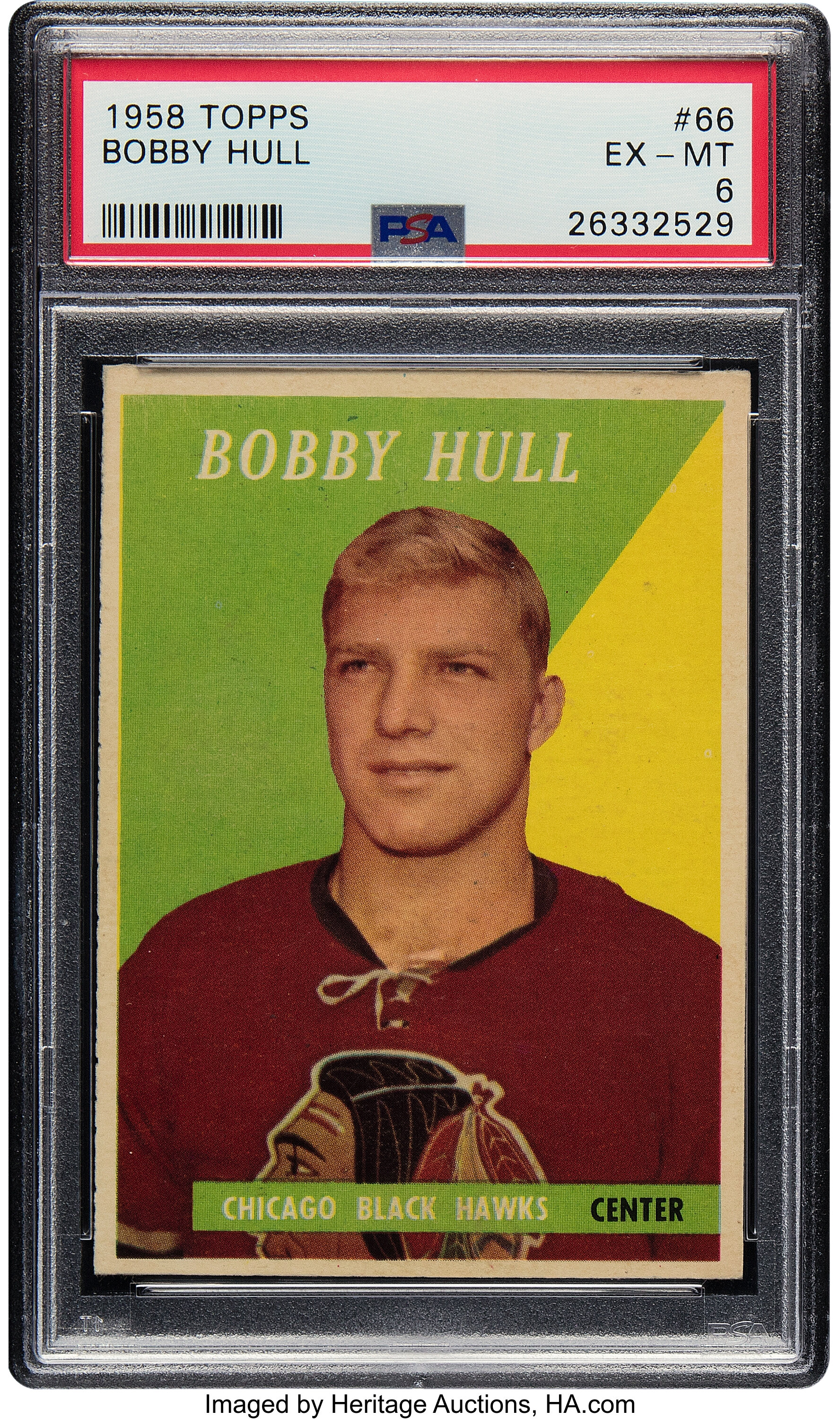 1958 Topps Bobby Hull Rookie #66 PSA EX-MT 6.... Hockey Cards | Lot ...