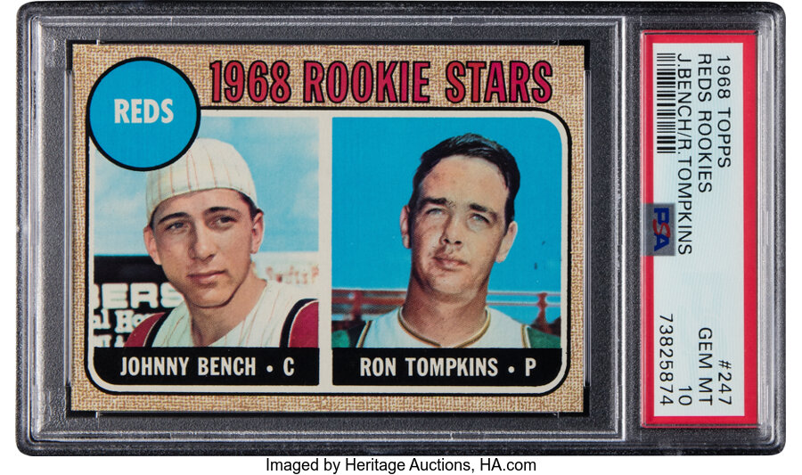 1968 Topps Johnny Bench - Reds Rookie Stars #247 PSA Gem Mint 10