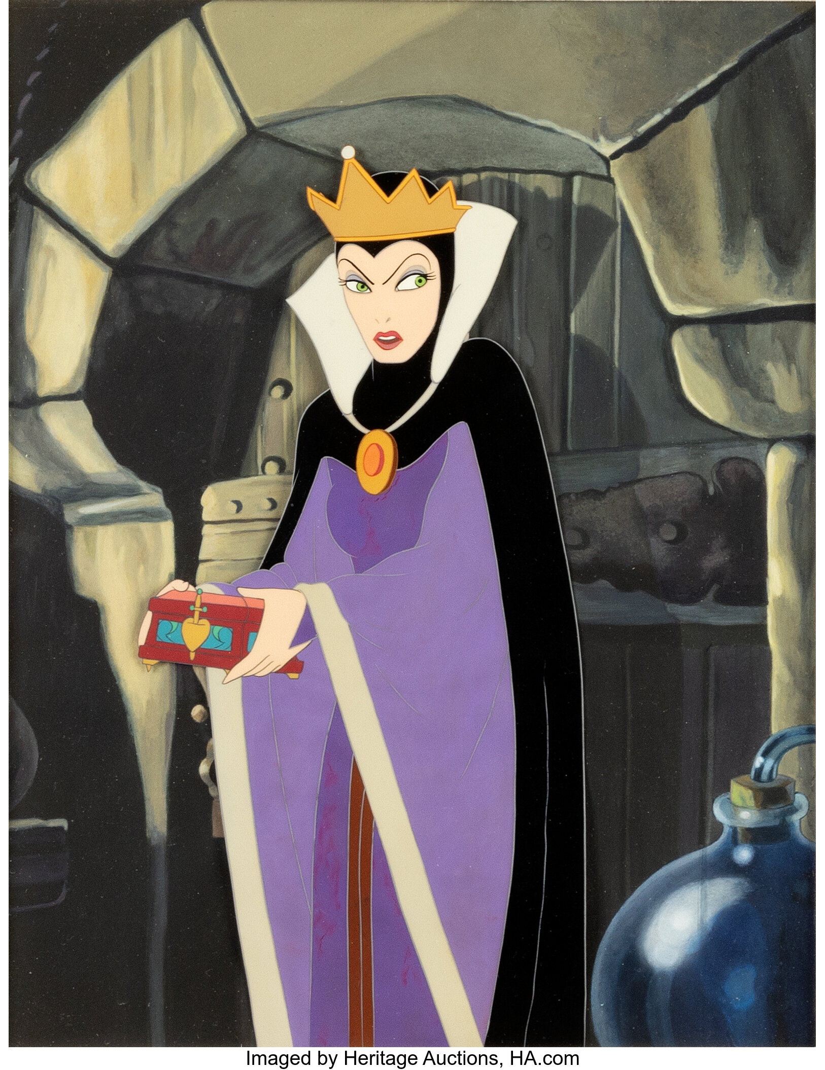 Snow White and the Seven Dwarfs Evil Queen Production Cel with | Lot ...