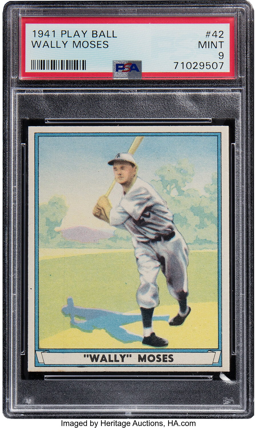 1941 Play Ball Wally Moses #42 PSA Mint 9 -- Pop One, None Higher!
